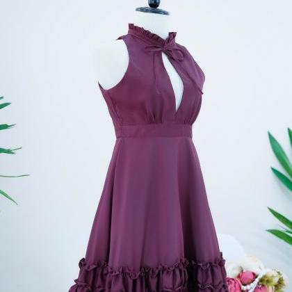 Handmade Dress Marry Sundress Maroon Dress Ruffle..