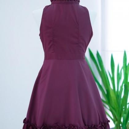 Handmade Dress Marry Sundress Maroon Dress Ruffle..