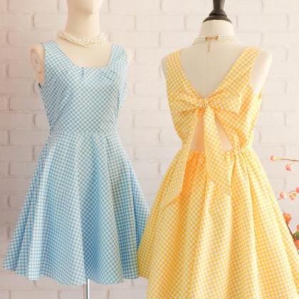 Plaid Dress Plaid Sundress Blue Dress Yellow Dress..