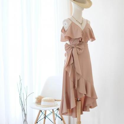 Rose Ii Taupe Bridesmaid Dresses Party Wrap Dress