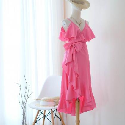 Rose Ii Flamingo Pink Bridesmaid Dresses Party..