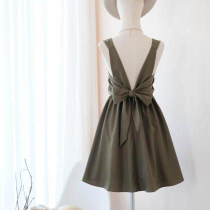 Kate Backless Bridesmaid Dress Olive Green Dress