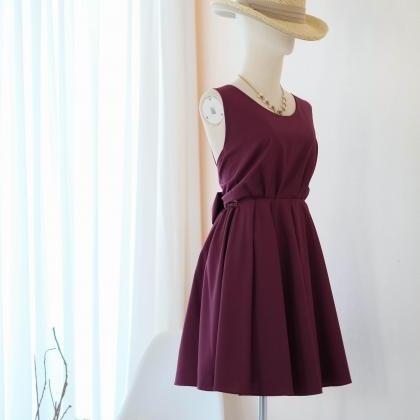 Kate Backless Bridesmaid Dress Earthy Maroon Red..