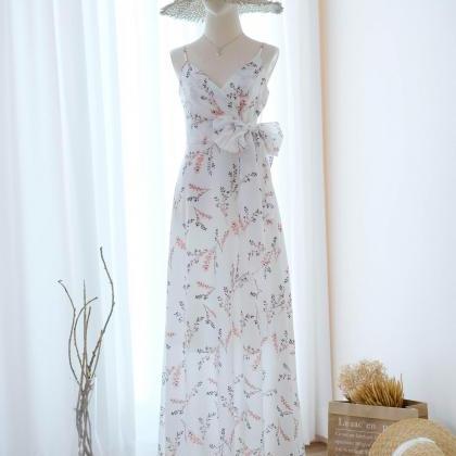 Linh White Floral Bridesmaid Dress Floor Length..