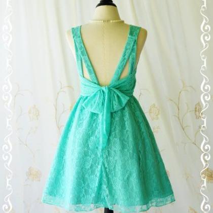 A Party V Shape Dress Aqua Blue Lace Party Dress..