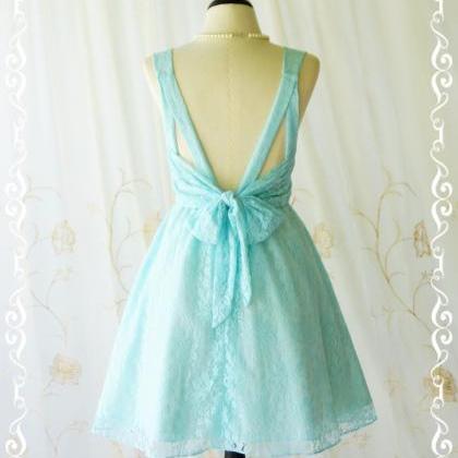 A Party V Shape Dress Bright Blue Lace Party Dress..