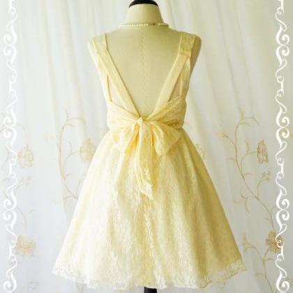 A Party V Shape Dress Vanilla Lace Backless Dress..