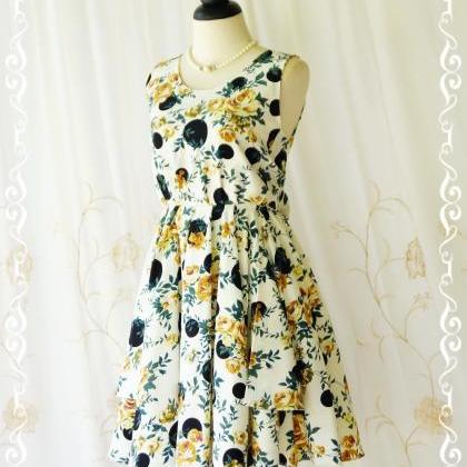 A Party V Shape Backless Dress Gold/green Roses..