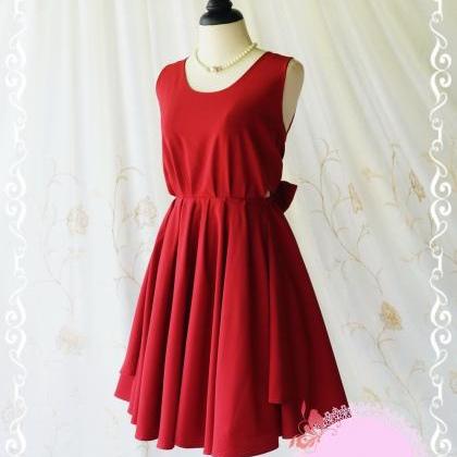 A Party - V Shape Backless Dresses Blood Red..