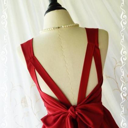 A Party - V Shape Backless Dresses Blood Red..