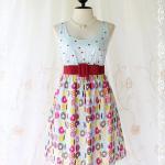 Floral Party Ll - Adorable Sundress Blue Top With..