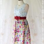 Floral Party Ll - Adorable Sundress Blue Top With..