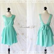 A Party Dress V Shape Style - Cocktail Wedding Bridesmaid Dinner Party Night Dress Bright Mint Green Deep back Style Gorgeous Dress