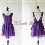 A Party Dress V Shape Style - Cocktail Wedding Bridesmaid Dinner Party Night Dress Dark Purple Deep back Style Gorgeous Dress