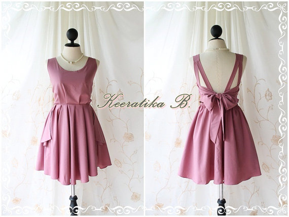 A Party - V Shape Style - Prom Party Cocktail Bridesmaid Dinner Wedding Night Dress Pale Rosy Brown Pink Nude Color Glamorous Cocktail Dress
