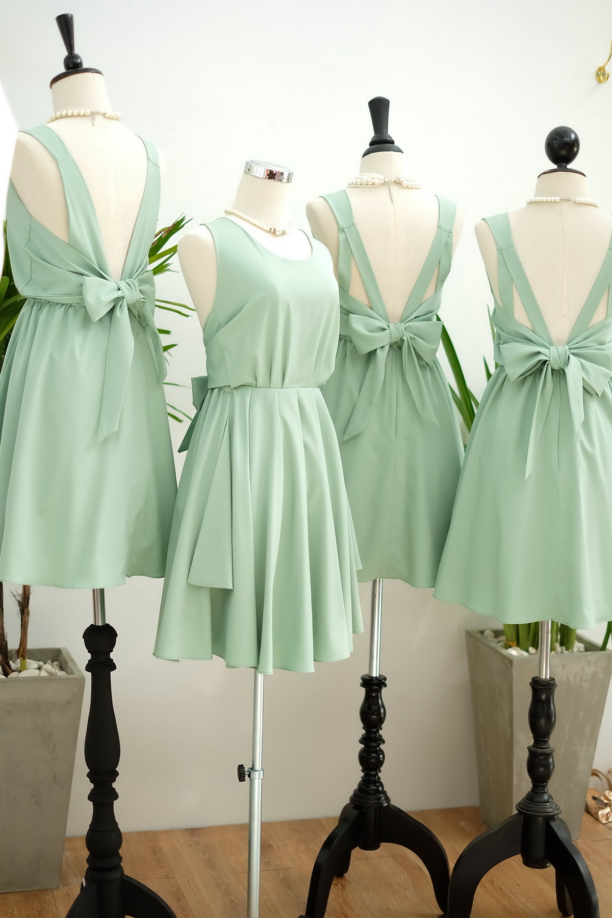 Handmade Dress Sage Green Dress Sage Green Party Dress Sage Green Prom Dress Sage Green Cocktail Dress Bow Back Dress Sage Green Bridesmaid