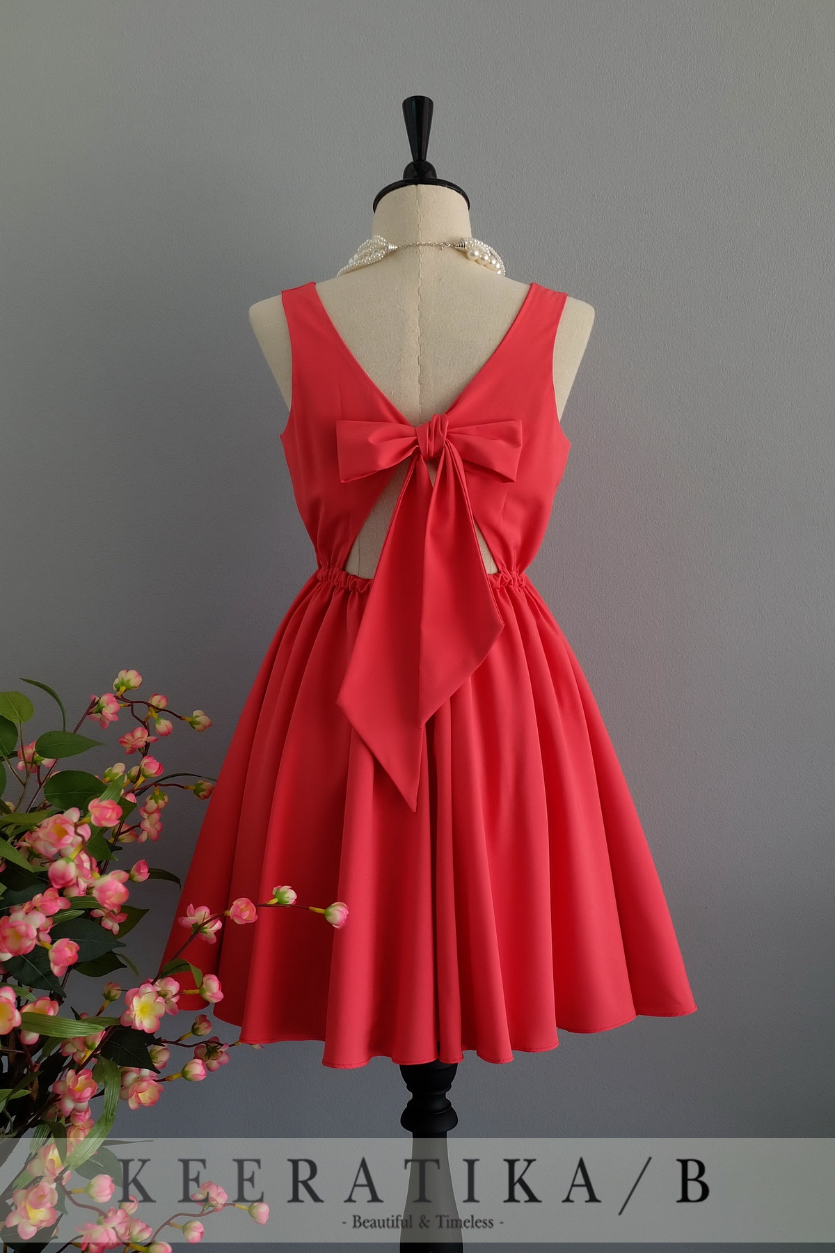 Red Dress Backless Dress Red Party Dress Red Prom Dress Red Cocktail Dress Bow Back Dress Red Bridesmaid Dresses