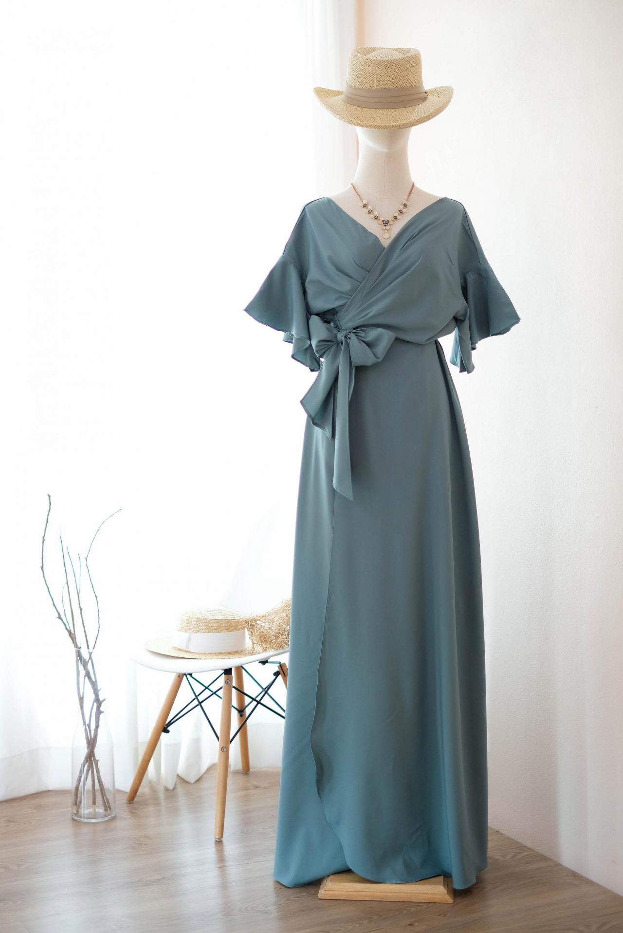 dark sage green bridesmaid dresses