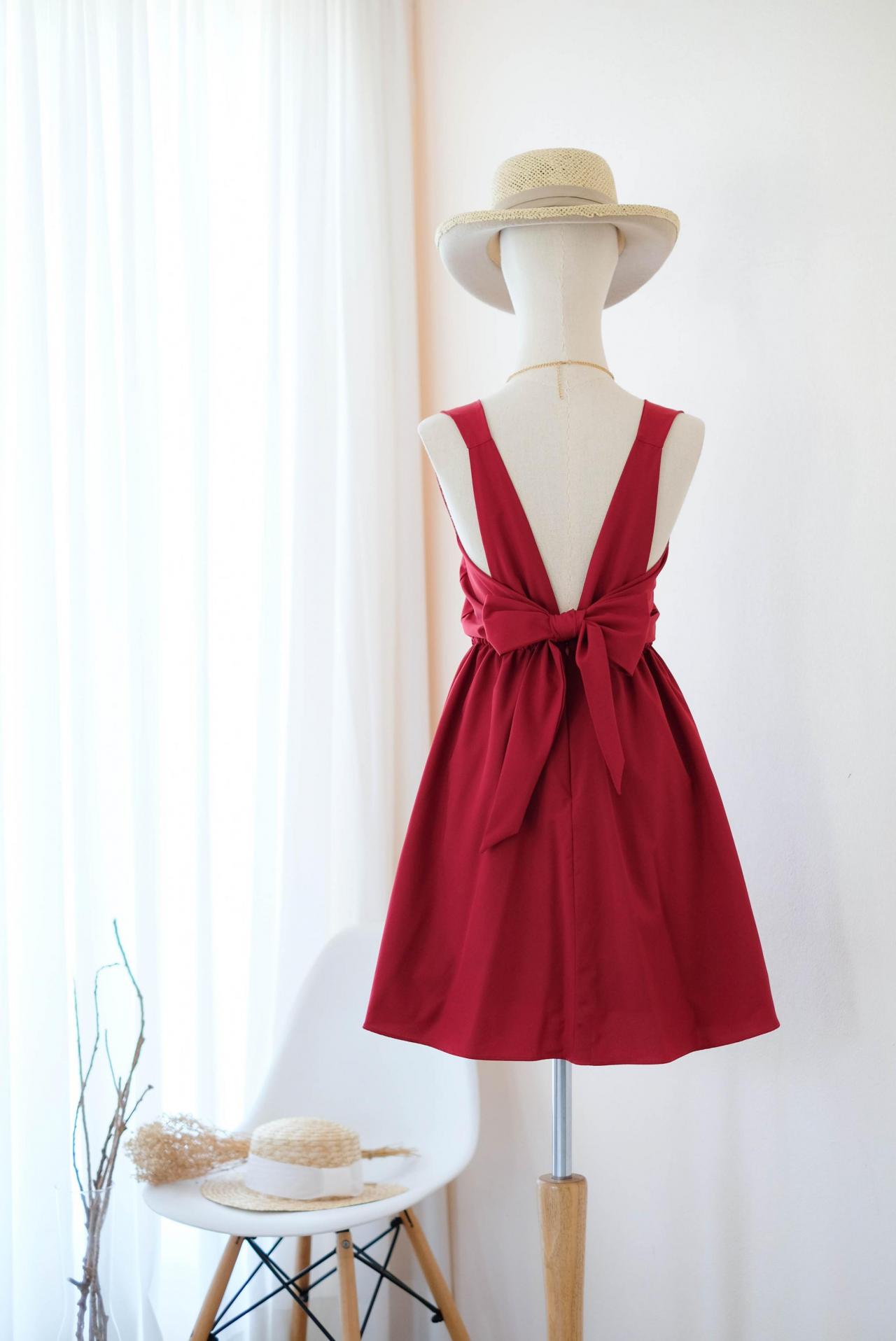 Kate Backless Bridesmaid Dress Earthy Blood Red Dress