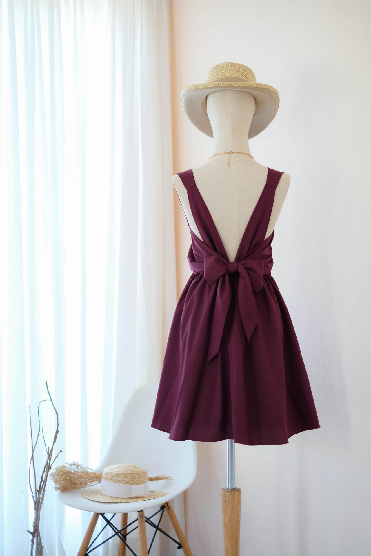 Kate Backless Bridesmaid Dress Earthy Maroon Red Dress