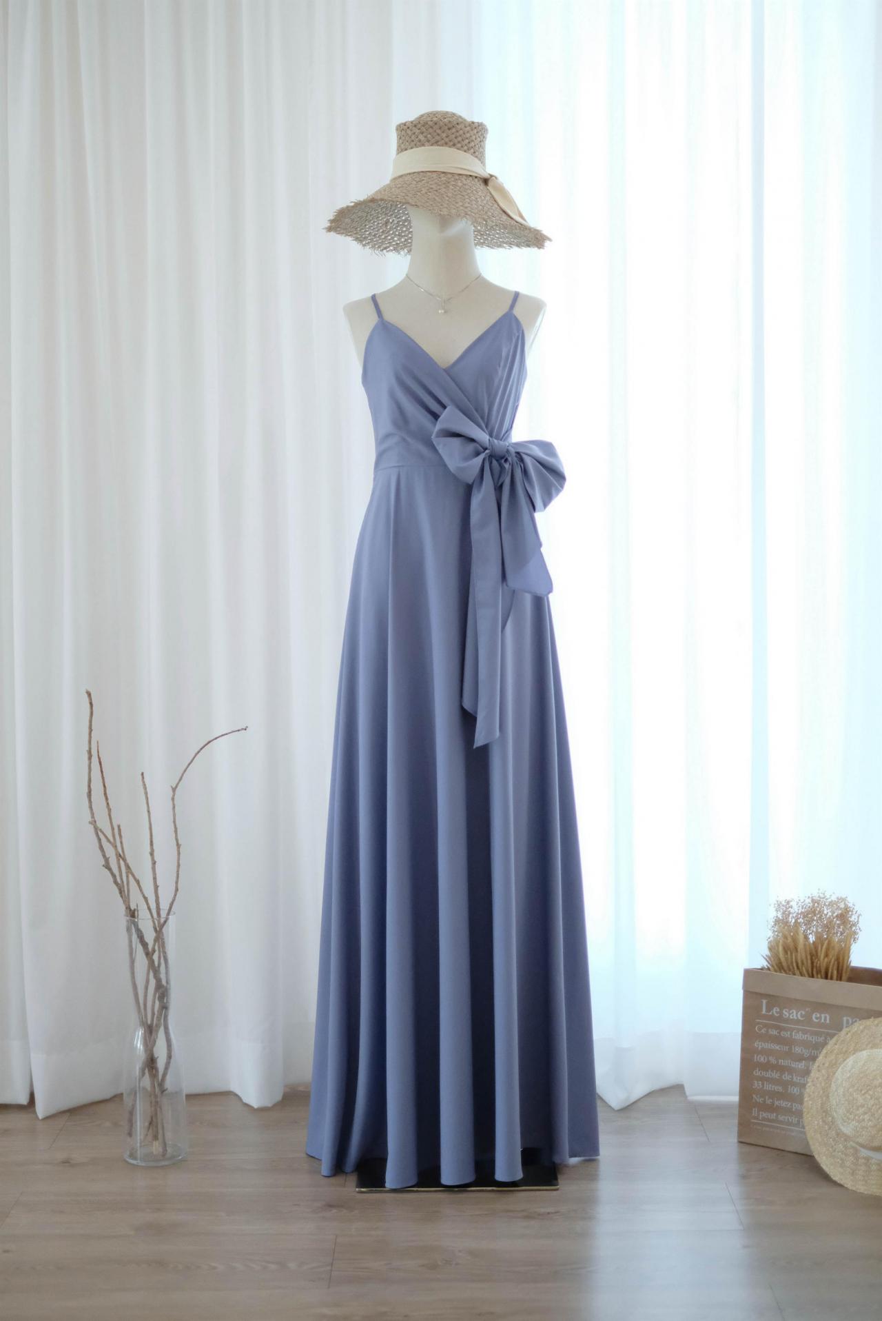 Linh Grayish Blue Bridesmaid Dress Bridal Dress Floor Length Cocktail Party Wedding Dresses