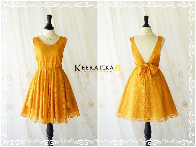A Party V Charming Dress Dark Mustard Lace Backless Dress Mustard Lace Party Dress Lace Wedding Bridesmaid Dress Cocktail Prom Dresses Xs-xl