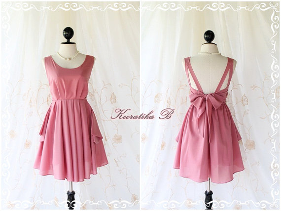 A Party V Shape - Pink Nude Color Wedding Prom Party Cocktail Bridesmaid Dinner Dancing Dress