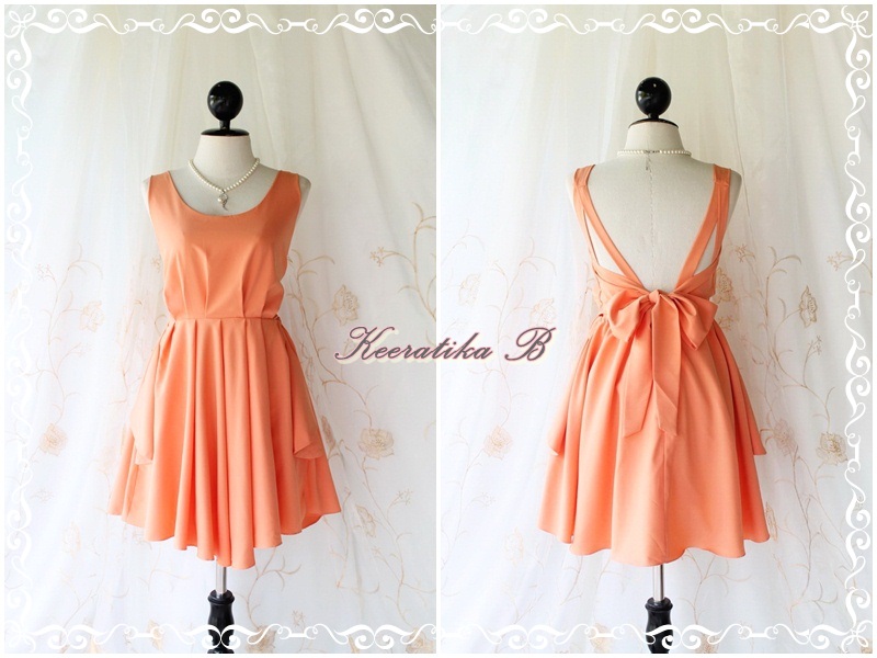 A Party - V Shape Style - Prom Party Cocktail Bridesmaid Dinner Wedding Night Dress Pale Orange Glamorous Cocktail Dress