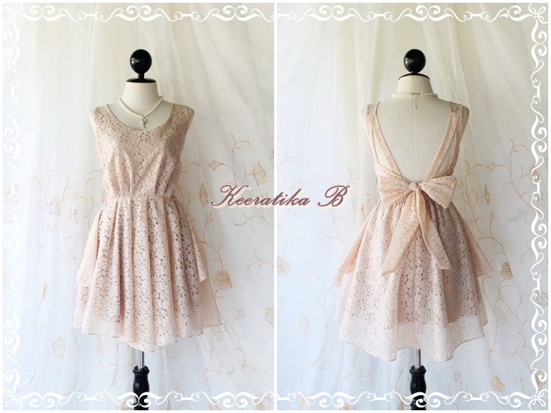 A Party - Cocktail Prom Party Dinner Wedding Bridesmaid Night Dress Light Brown Coffee Color Backless Dress