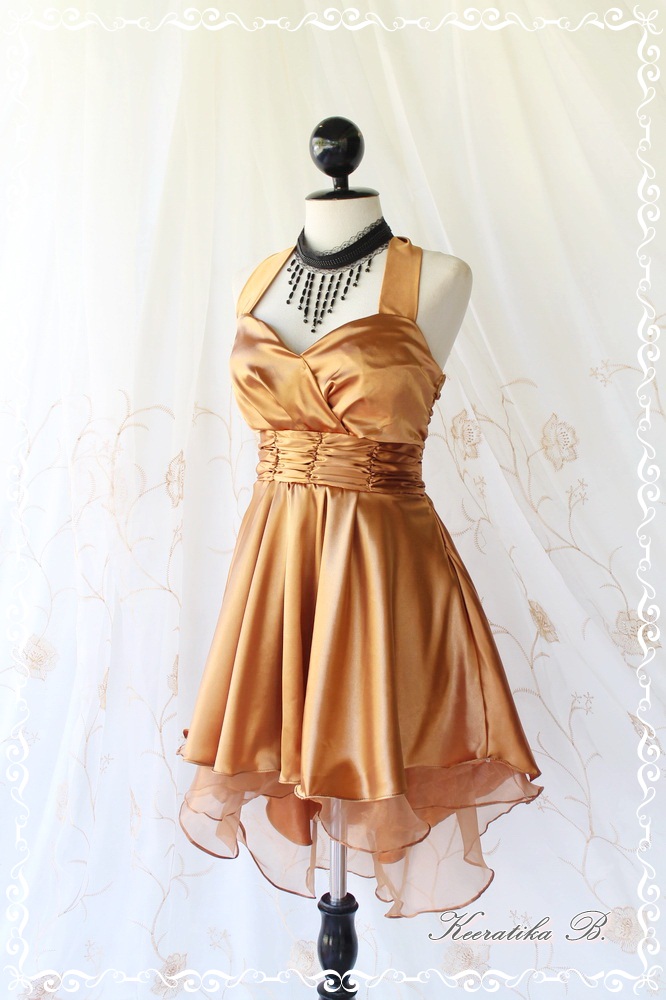 gold color cocktail dress