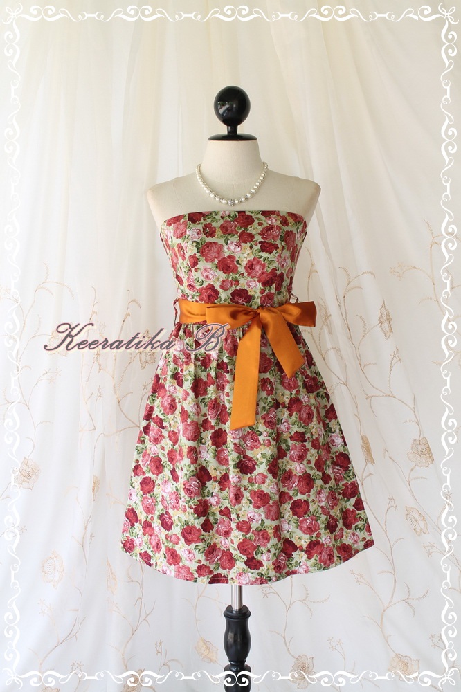 Mind - Sweet Cutie Floral Strapless Dress Spring Summer Sundress Party Bridesmaid Prom Wedding Dress
