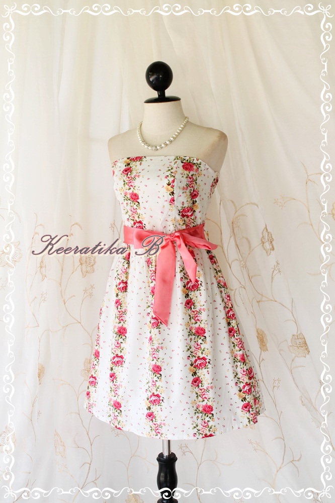 Mind - Sweet Cutie Floral Strapless Dress Spring Summer Sundress Party ...