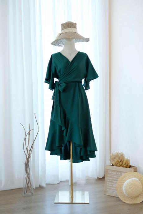 Rose I Forest Green Bridesmaid Dresses Party Wrap Dress