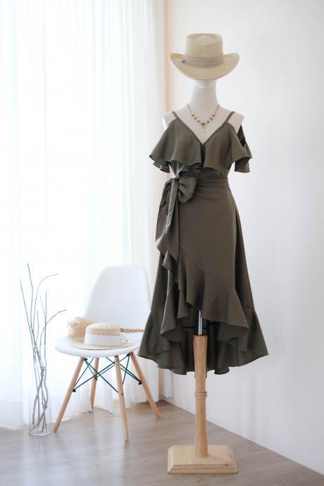 Rose Ii Olive Green Bridesmaid Dresses Party Wrap Dress