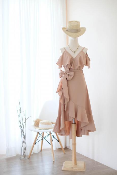 Rose Ii Taupe Bridesmaid Dresses Party Wrap Dress