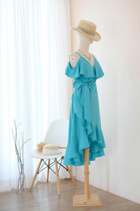 Rose Ii Turquois Blue Bridesmaid Dresses Party Wrap Dress