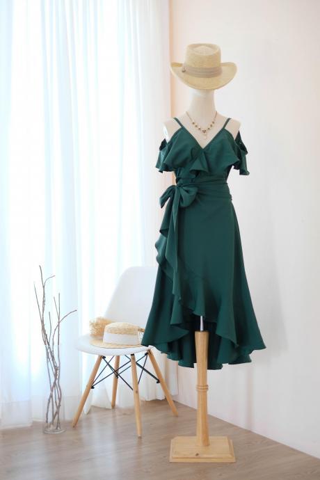 Rose Ii Forest Green Bridesmaid Dresses Party Wrap Dress