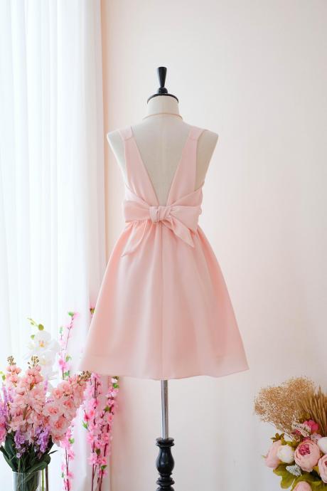 KATE Backless bridesmaid dress Pink blush dress