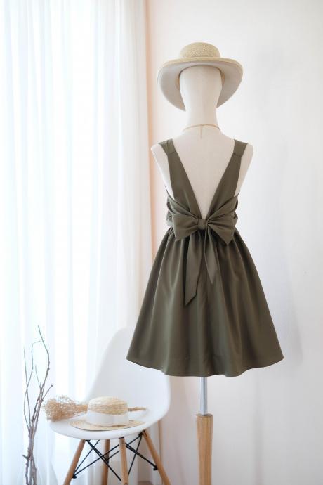 Kate Backless Bridesmaid Dress Olive Green Dress