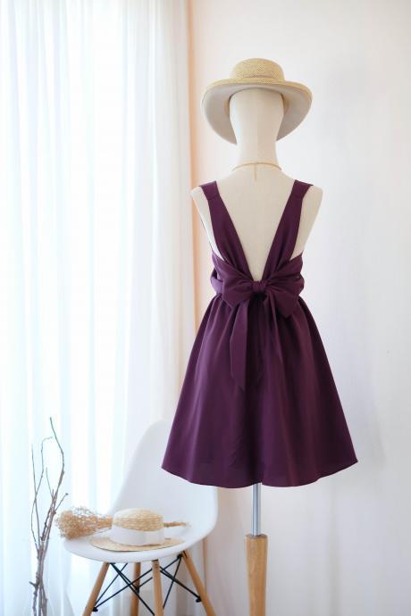 Kate Backless Bridesmaid Dress Earthy Purple Plum Dress