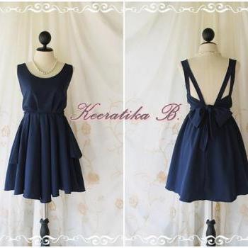 A Party - V Shape Style - Prom Party Cocktail Bridesmaid Dinner Wedding Night Dress Dark Navy Color Glamorous Cocktail Dress