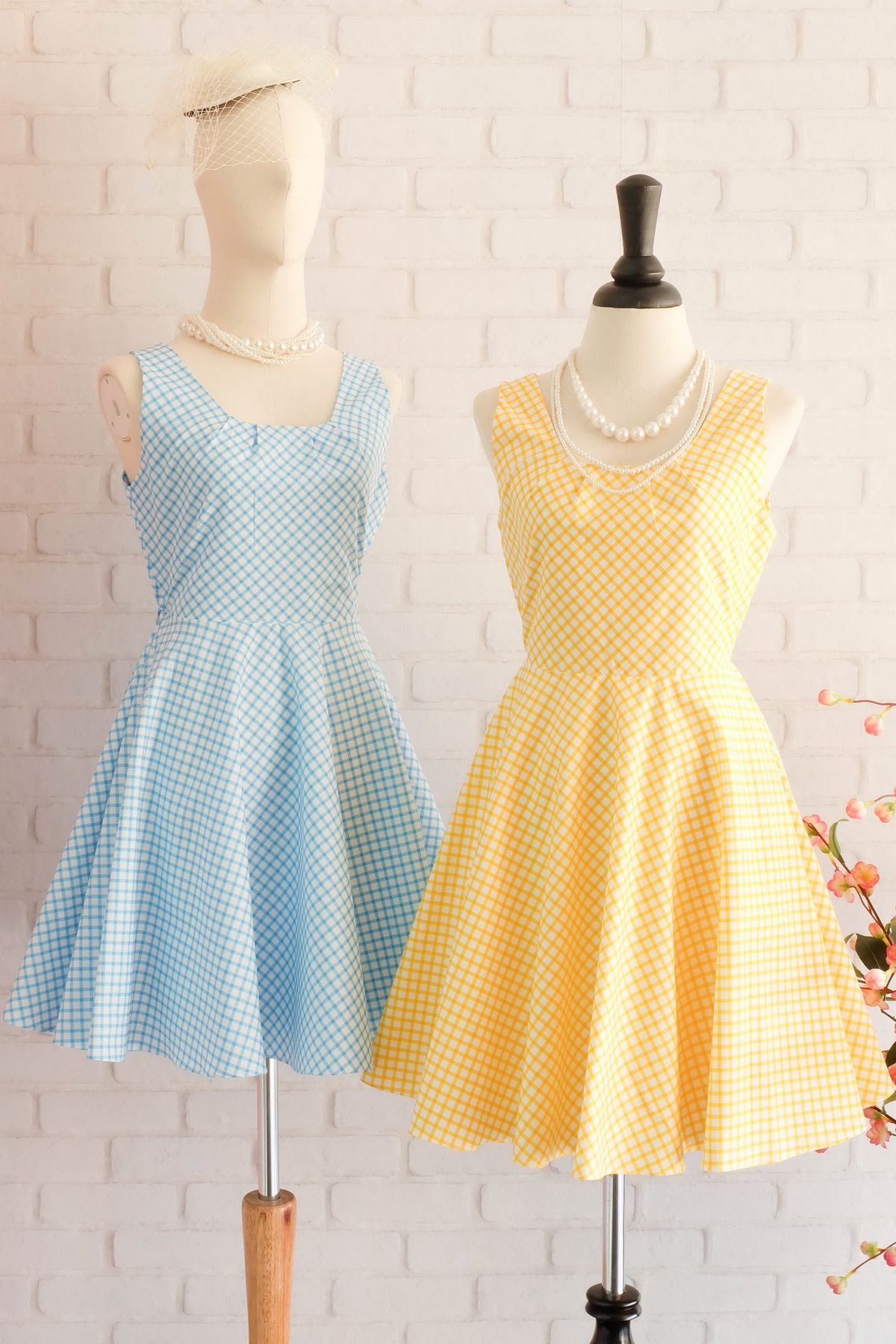 Plaid Dress Plaid Sundress Blue Dress Yellow Dress Party Dress Blue