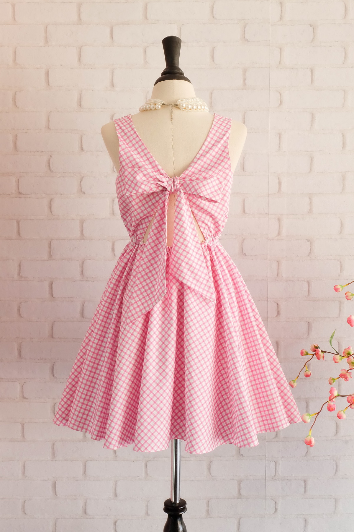 Plaid Dress Plaid Sundress Pink Dress Pink Bow Dress Party Dress Pink ...